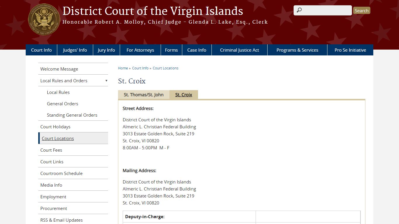 St. Croix | District Court of the Virgin Islands