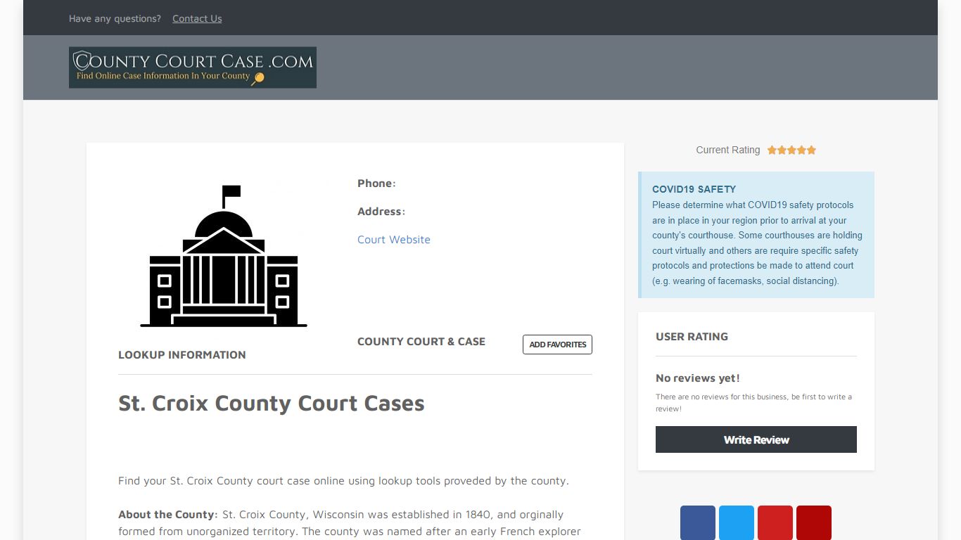 St. Croix County | County Court Case Search & Lookup | CountyCourtCase ...